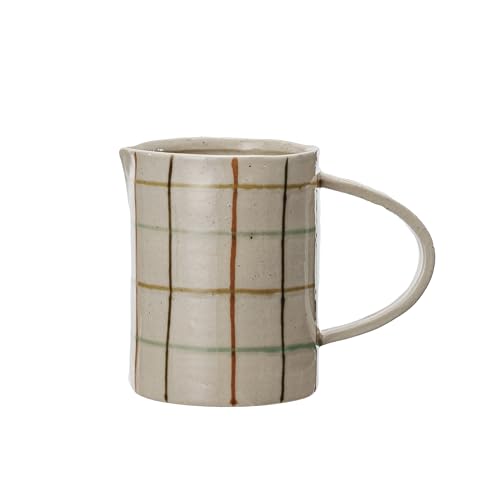 Creative Co-Op 32 Oz. Stoneware Pitcher with Checkered Pattern, Multicolor - style: Pitcher