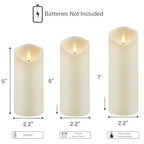 kakoya Flickering Flameless Candles, Battery Operated Acrylic LED Pillar Candles with Remote Control and Timer,Set of 9 (Ivory) - color: Ivory-9