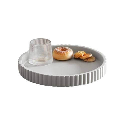 Decorative Tray for Coffee Table, Living Room, Side Table, 11" Gray Round Concrete Home Decor Serving Trays for Accent Table, Console Table - color: Gray