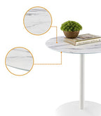 Marble Drink Table,Small Pedestal Table, Martini Tables, Side End Tables with Round Top,Wood Grain Texture,Increase Size and Weighted Base for Living Room,Bedroom,Small Spaces - color: Marble-1#