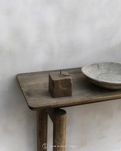LAWA Raw Block Candle - Beautiful Handmade Pillar Scented Soy Wax Elegant Aesthetic Candle Housewarming Gift Home Room Shelf Decor Idea (Kobicha, Small) - color: Kobicha, size: Small