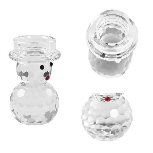 2 Pcs Crystal Christmas Candle Holder Snowman Christmas Candlestick with Cute Shape Home Table Decorations for Winter Xmas Farmhouse Kitchen Decor - size: 2.7‘’×4.3‘’