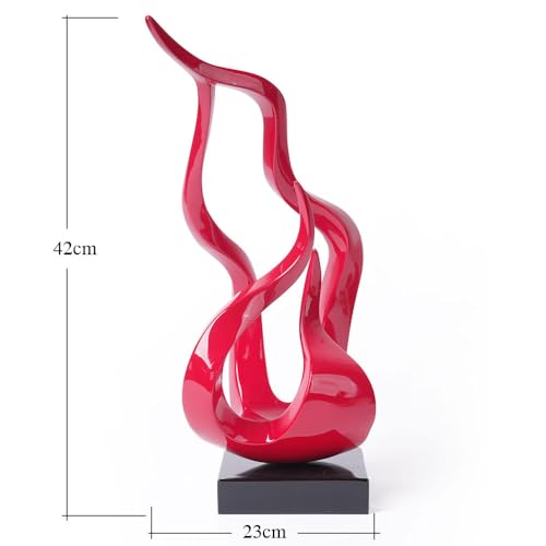 Abstract Sculpture Decor Modern Art Gift Holy Flame Figurine Statue for Bookshelf Table Desktop Office Red 16.5 Inch - color: Red