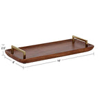 Kate and Laurel Cantwell Mid-Century Modern Wood Tray, 18 x 8, Walnut Brown, Decorative Tray for Serving, Storage and Display