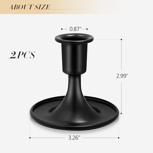 Candlestick Holders 2 PCS Short Metal Taper Candle Holders, KSWING Black Candle Stick Holders Set, Perfect for Table Centerpiece Mantel Party Wedding Christmas Home Decor, Set of 2 - color: Black, size: short - 2pc