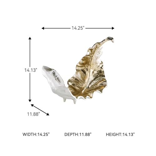 Signature Design by Ashley Darinsen Modern Metal Leaf Sculpture, Gold & Silver