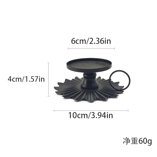 Vintage Iron Candle Holder Handheld Rustic Candelabra for Home Decor - 3.94" L x 3.94" W, Black Plate Shape - color: Black, size: Plate Shape