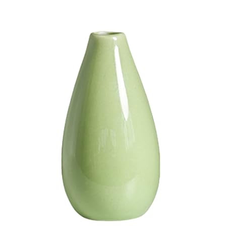 Colorful 4.1inch Ceramic Small Bud Vase Mini Single Stem Flower Vases Decorative Floral Holder for Home Office Table Decor (Green) - color: Green, size: 4.3inch