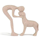 Human and Dog Hugging Sculpture Decor - Forever Loved Pet Memorial Statue Gifts, Decorative Figurine for Home, Shelf, Desk & Office (Sandstone)