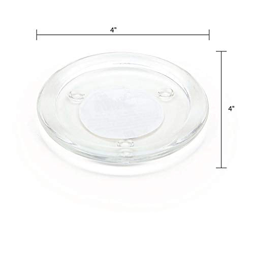 Hosley Set of 8 Clear Glass Pillar Plates - 4 Inch Diameter. Ideal Gift for Weddings, Parties, Spa, Pillar Candle, Votive Candle Garden. Or as a Pedestal W1 - size: 4" Diameter