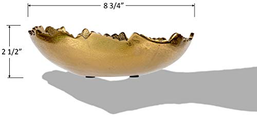 Red Co. 8.75” Gold Moon Decorative, Asymmetrical Torn, Hammered Metal Centerpiece Bowl with Sculpted Edges - color: Gold