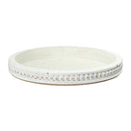 Creative Co-Op Round Decorative Wood Tray with Hobnail Edge, White - color: White, style: Tray
