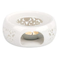KAYCROWN Teapot Warmer, Ceramic Tea Warmer with Tealight Holder, Teapot Heater for Heating Tea, Coffee, Milk, Tea Light Warmer (White)