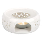 KAYCROWN Teapot Warmer, Ceramic Tea Warmer with Tealight Holder, Teapot Heater for Heating Tea, Coffee, Milk, Tea Light Warmer (White)