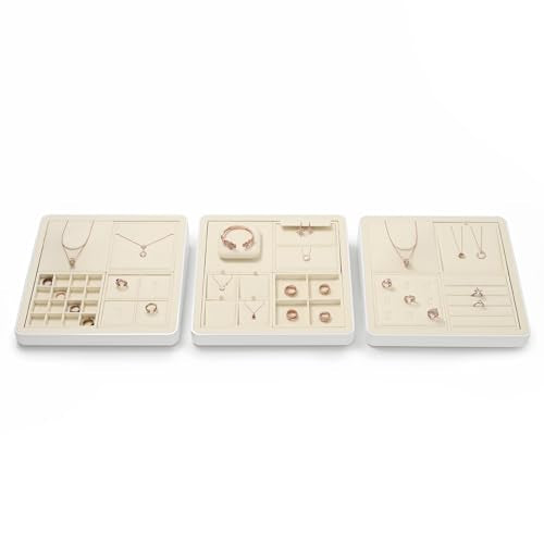 Oirlv Microfiber Velvet Ring Display Stand Small Ring Tray Showcase Jewelry Display Home Organizer(Beige) - color: Rings P13413