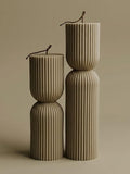LAWA Hourglass Pillar Candle - Large Beautiful Handmade Pillar Scented Soy Wax Candle Elegant Bubble Aesthetic Candle Housewarming Gift Home Room Shelf Decor Idea Olive Beige (Set of 2) - color: Olive Beige