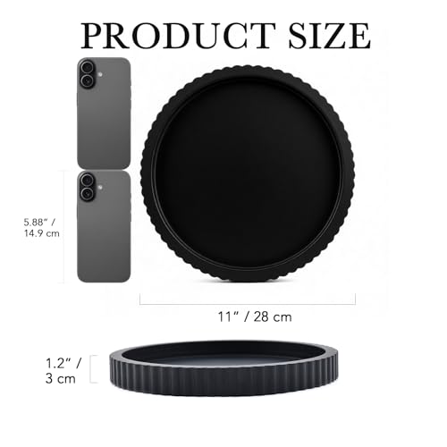 Modern Decorative Tray for Coffee Table, 11" Wooden Black Round Small Decor Tray for Candle, Perfume, Vanity, Kitchen Island Counter & Table Centerpiece - color: Black