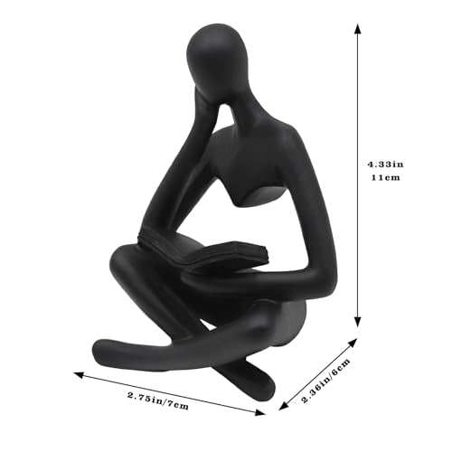 Reading Women Statue, Thinker Sculptures, Abstract Art Ornament, Modern Aesthetic Figurine Decoration, Suitable for Home Living Room Bedroom Office Shelf Table Desk Bookshelf Decor - color: Black Left, size: Small