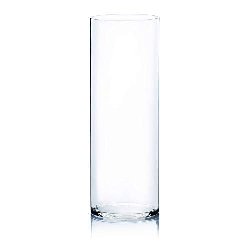 WGV Cylinder Vase, Width 7", Height 20", Clear Wide Large Diameter Flower Glassware, Floral Container, Planter Terrarium for Wedding Party Event, Home Accent Decor, 1 Piece - size: 7"x20"H