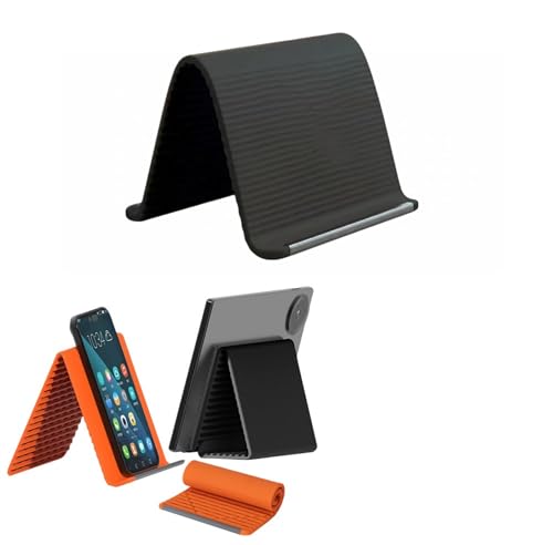 Portable Foldable Silicone Phone Holder, 2026 New Bendable Freely into Any Shape, Multi-Angle Adjustable Stand for Mobile Phone,Tablets & Small Devices (Black) - color: Black