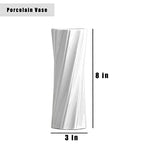 Ceramic Vase, 8" H, Artistic Flower Vase Classic Style for Fireplace Bedroom Kitchen Living Room Centerpieces Office Desk, Fit for Holding Dried Flowers, Artificial Flowers, Floral Arrangement - color: White