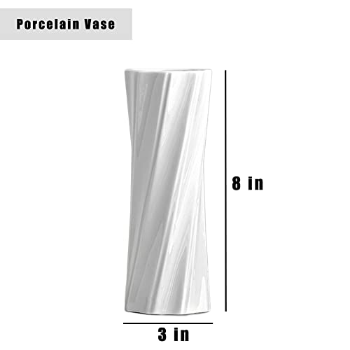 Ceramic Vase, 8" H, Artistic Flower Vase Classic Style for Fireplace Bedroom Kitchen Living Room Centerpieces Office Desk, Fit for Holding Dried Flowers, Artificial Flowers, Floral Arrangement - color: White