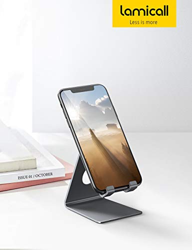 Lamicall Cell Phone Stand, Phone Dock : Cradle, Holder, Stand, Compatible with Phone 12 Mini 11 Pro Xs Xs Max Xr X 8 7 6 6s Plus 5 5s 5c All Android Smartphone Charging, Accessories Desk - Gray - color: grey