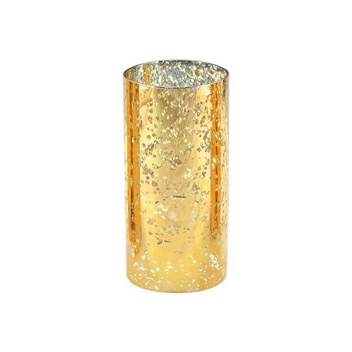 WGVI Hurricane Candle Holder Sleeve, W: 3", Ht: 6", Gold Speckled Glass Cylinder Open Both Ends, Chimney Tube Shade, 1 Piece - size: 3x6"H