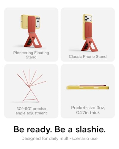 MOFT Phone Tripod Stand Selfie Stick for iPhone, Multi-Angles iPhone Stand, Lightweight & Portable Phone Holder, Strong Magnets, MOVAS Vegan Leather, Travel Essentials, Clay (Without Card Slot) - color: Clay x Without Card Slot, size: Wthout Card Slot - F