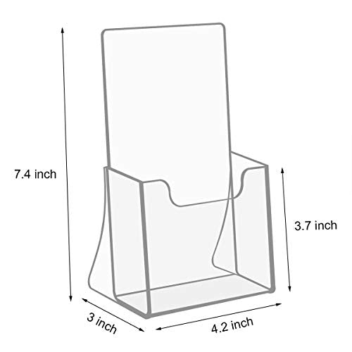 NIUBEE Acrylic Brochure Holder for 4’’ Trifold Pages, 50% Thicker Countertop Acrylic Literature Holder Plastic Flyer Display Stand for Magazine, Pamphlet, Booklets, Menu, Journals, 6 Pack - size: 4" x 6", style: 6 Pack