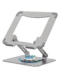 SOUNDANCE 360 Rotating Laptop Stand, Ergonomic Computer Riser for Desk, Adjustable Height Multi-Angle Metal Holder, Foldable Portable Notebook Elevating Base for Office & Home, Silver Grey - color: Silver Grey