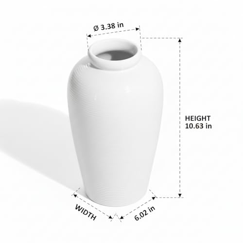 White Ceramic Vase for Centerpiece - 11 Inch Large Modern Boho Vase for Pampas Grass, Minimalist Decorative Flower Vases for Home Decor, Kitchen, Entryway, Mantel, Wedding Decor - color: White