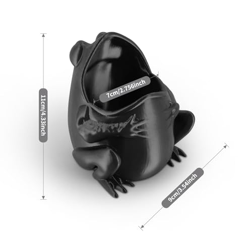 Cute Frog Pen Holder, Frog figurine Pencil Holder for Office Desk Decor, 3D Printed, Grey, Durable and Fun Gift Idea - color: Gray, size: Frog