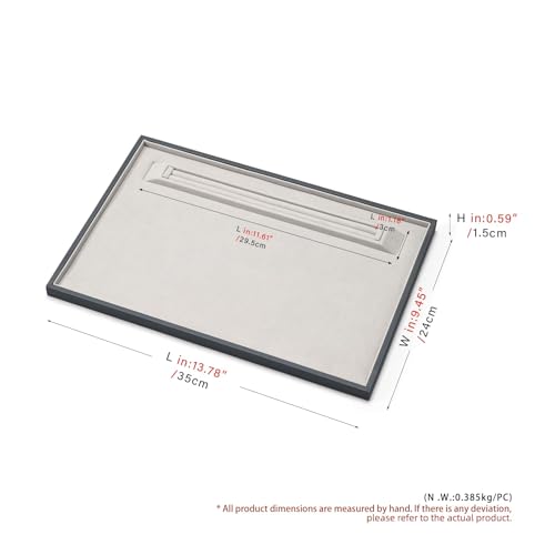 Oirlv Premium Leather Jewelry Showcase Tray, Velvet Display Organizer Professional Retail & Home Presentation Tray, Grey Large - color: Blue, size: 13.78″ L×9.45″ W