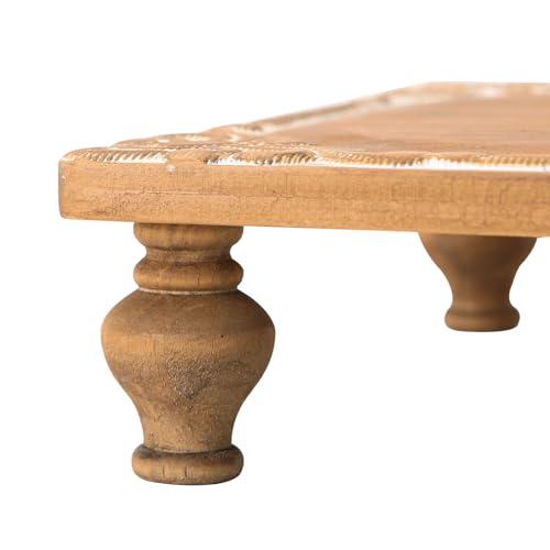NIKKY HOME Farmhouse Risers Display Stands, Rustic Wood Pedestal Decorative Tray, Centerpiece Decor for Coffee Bar Table, Kitchen Counter, Dining Room