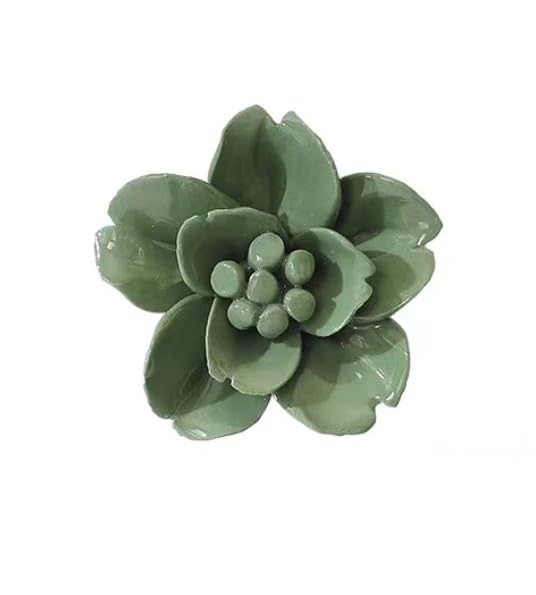Snow Lotus，2.76" Ceramic Flower Wall Art, Artificial 3D Plant, Handmade 3D Wall Art Hanging Sculpture, Porcelain Flower Decoration for Home Office Decor (Dark Green) - color: Dark Green,Snow Lotus,2.76"