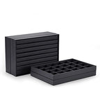 Oirlv Stackable Jewelry Organizer Tray Premium Leather 24 Grid Jewelry Drawer Organizer Dresser Tabletop Trinket Earring Ring Storage - style: P01703