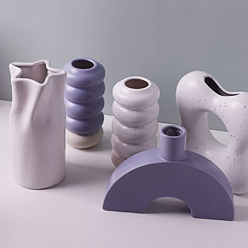 Nordic Ceramic Vase Modern Abstract Art Geometric Flower Plant Holder Decor - size: Pink circle