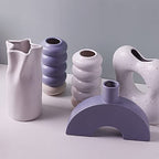 Nordic Ceramic Vase Modern Abstract Art Geometric Flower Plant Holder Decor - size: Pink circle