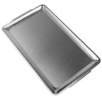 Large 304 Stainless Steel Serving Platter, 15.7" Rectangle Camping Plate, Vanity Organizer Tray for BBQ, Party, Buffet, Appetizer, Bathroom Supplies (Brushed Nickel)