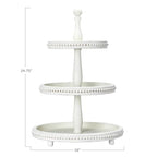 Creative Co-Op Round 3-Tier Decorative Wood Tray with Hobnail Edge, White - color: White, style: 3-Tier