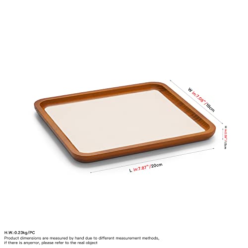 Oirlv Solid Wood Jewelry Tray Jewelry Display Holder Showcase Watch Display Organizer (Medium, Creamy-white) - color: Creamy-white, size: 7.87"x 7.08"x 0.59"