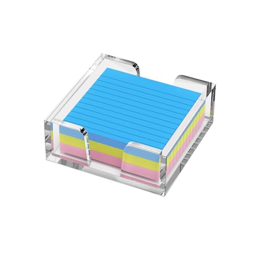 WINFFOR Acrylic Notepad Holder Dispenser - 3x3 in Sticky Note Memo Holder for Desk Organizer (W/O Pads) Office Desk Accessories School Supplies, Crystal Clear - color: Crystal Clear