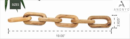 Boho Wooden Link Decor for Coffee Object for Coffee Table & Shelf Knot Sculpture, Farmhouse Rustic Shelf Natural Wood Chain Links for Living Room, Entryway, Console,Office Home Accent (Natural) - color: Natural