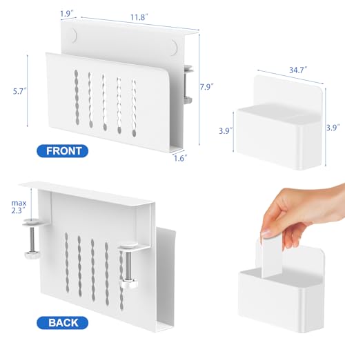 HAMOPY Desk Side Storage, Single-Layer Steel Hanging Desk Organizer with Magnetic Pen Holder, No Drilling Desk Drawer Cable Management Tray, Under Desk Laptop Holder for Office, School&Home(White) - color: White, size: Single(1 Tier)