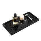 WeDoDecor Luxury Real Black Marble Bathroom Small Tray Vanity Decorative Rectangular Stone Tray for Countertops Dresser Guest Towels Holder Makeup Cologne Organizer for Toilet Tank Bathroom Accessory