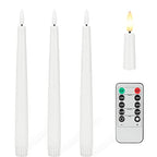 Flameless Taper Candles with 3D Wick, 9.6" Real Wax LED Candles with Remote and Timer, 3 Pack Flickering Candlesticks Battery Operated, Classic Tall Taper Candles for Home, Wedding, Party, White - color: White