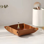 Valet Tray, EDC Catchall Tray for Keys, Watches, Jewelry, Coin and Wallet, Desktop Organizer (Brown-S) - color: Brown