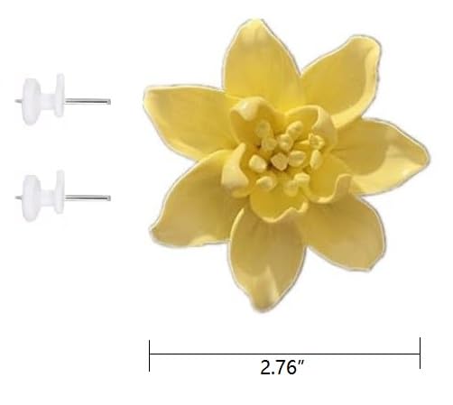 Ceramic Flower Wall Art, Artificial 3D Flower Wall Art, Handmade 3D Wall Art Hanging Sculpture, Porcelain Flower Wall Decoration for Home Office Decor (Yellow,Magnolia,2.76") - color: Yellow,Magnolia,2.76"