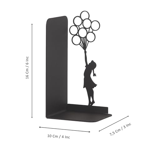 Girl with Balloon Silhouette Bookends, Banksy Arts, Iconic Figure Book Stand, Street Arts, Graffiti Art, Hope Themed Bookend, Decorative Balloon Girl Book Stand, Flying Balloon Girl Book Holder